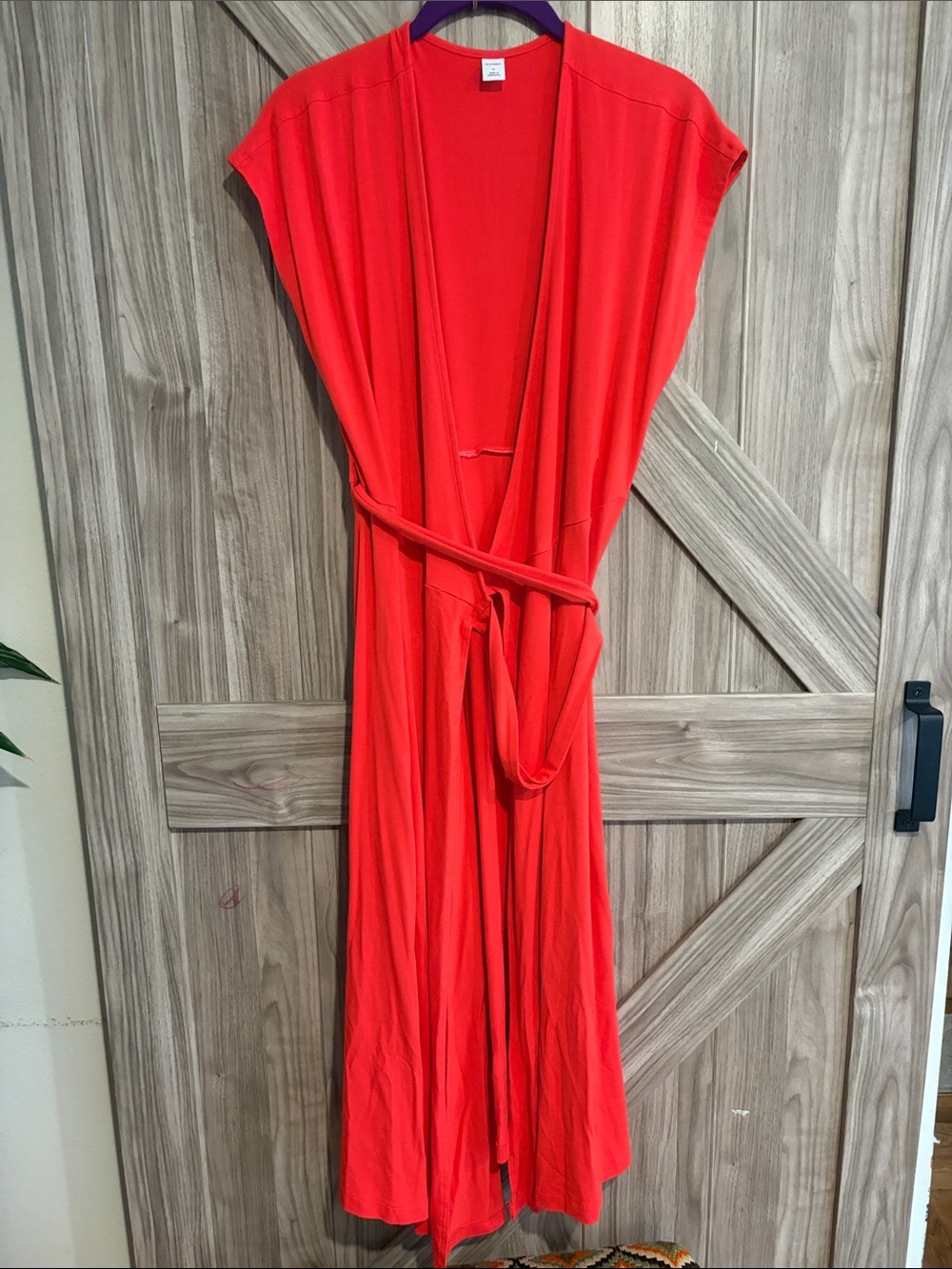 Bamboo Women's Red Maxi Wrap Dress with Self-Tie Waist